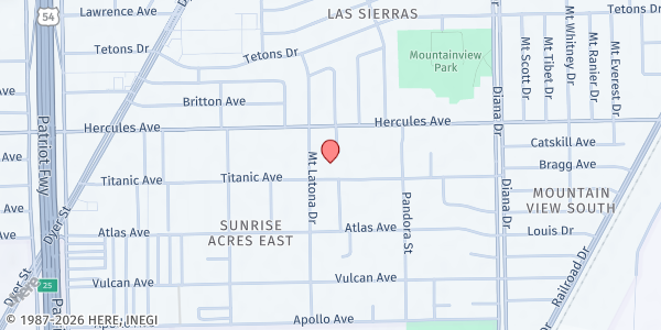 Map showing Green Pastures Sanctuary at 4807 Titanic, El Paso, TX