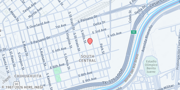 Map showing Houchen Community Center at 609 Tays St., El Paso, TX