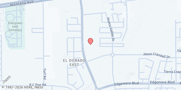 Map showing Hurshel Antwine Middle School at 3830 Rich Beem, El Paso, TX