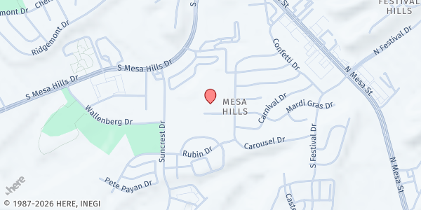 Map showing IDEA Mesa Hills Academy at 405 Wallenberg Dr., El Paso, TX