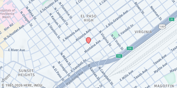 Map showing Kelly Center for Hunger Relief at 915 Florence, El Paso, TX