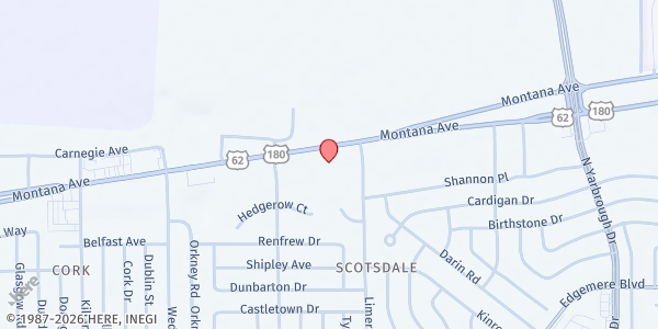 Map showing Krishna Kitchen - Montana Ave at 10280 Montana Ave., El Paso, TX