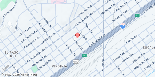 Map showing La Familia De El Paso at 1511 E Yandell, El Paso, TX