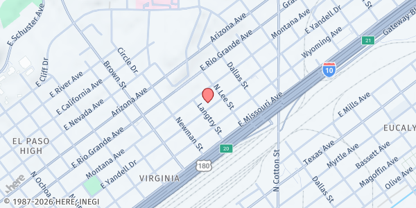 Map showing La Familia Del Paso at 1511 E Yandell, El Paso, TX