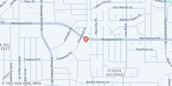 Map showing La Mies International Pantry at 11440 Montwood Dr. Bldg C, El Paso, TX