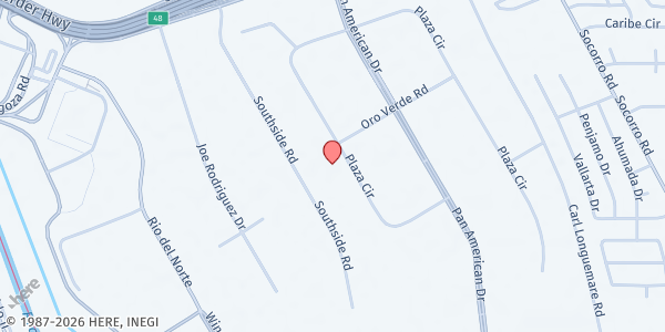 Map showing Mercado at the El Pasoans Fighting Hunger Food Bank at 9541 Plaza Circle, El Paso, TX