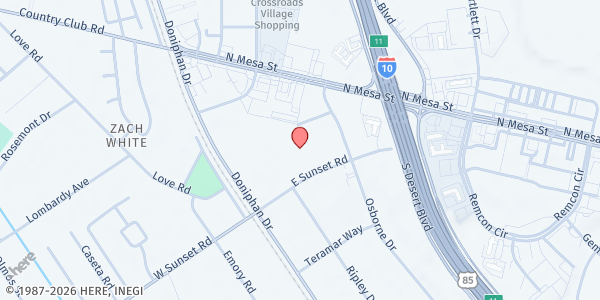 Map showing Mustard Seed Cafe - Westside Community Church at 201 E. Sunset Rd., El Paso, TX