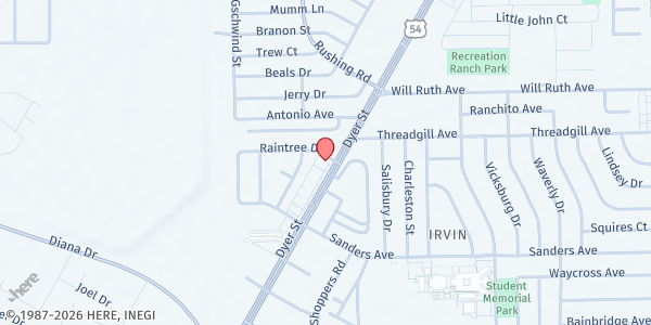 Map showing New Direction Church at 9565 Dyer St., El Paso, TX