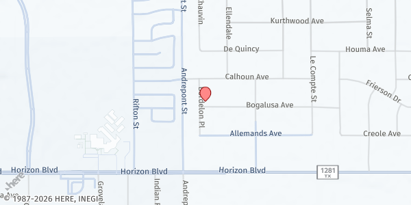 Map showing New Life Faith Center at 14721 Bocalusa, El Paso, TX