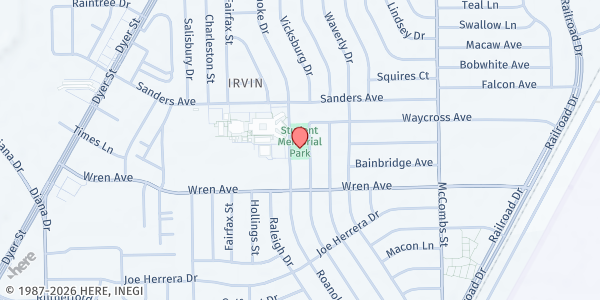 Map showing Northeast Community Food Pantry at 5501 Wren Ave., El Paso, TX