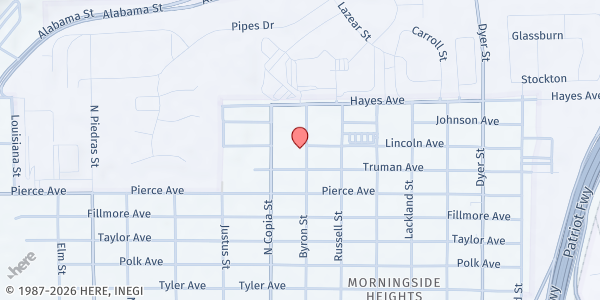 Map showing Our Lady of Assumption Church - St. Vincent de Paul at 4805 Byron St., El Paso, TX