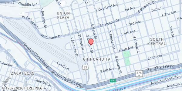 Map showing Sacred Heart Church at 231 E. Father Rahm Ave., El Paso, TX