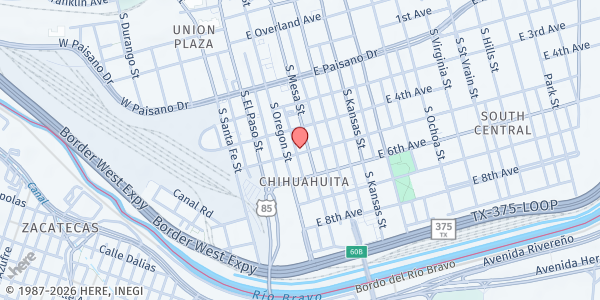 Map showing Sacred Heart Church at 231 Father Ram Ave, El Paso, TX