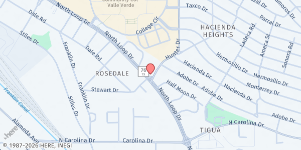 Map showing San Antonio de Padua at 503 Hunter, El Paso, TX