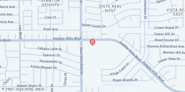 Map showing St. Mark Catholic Church at 11700 Pebble Hills Blvd., El Paso, TX