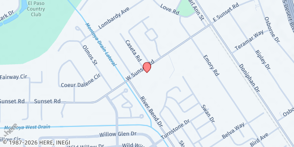 Map showing St. Vincent de Paul at Saint Matthew Catholic Church at 400 W Sunset Rd, El Paso, TX