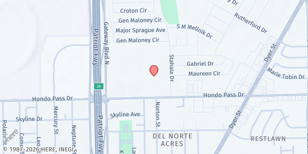 Map showing Sun City Christian Fellowship Baptist Church at 9135 Stahala Dr., El Paso, TX