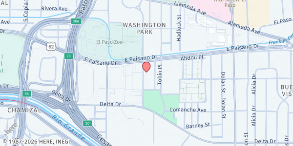 Map showing The Salvation Army - El Paso at 4300 E. Paisano Dr., El Paso, TX