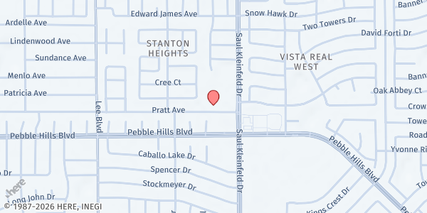 Map showing Word of Life Church at 11675 Pratt Ave., El Paso, TX