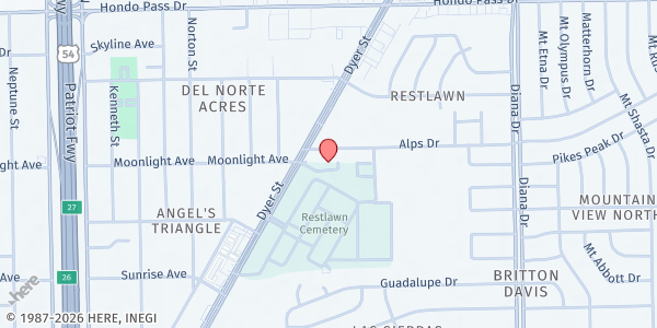 Map showing You Eat I Eat at 8888 Dyer St., El Paso, TX