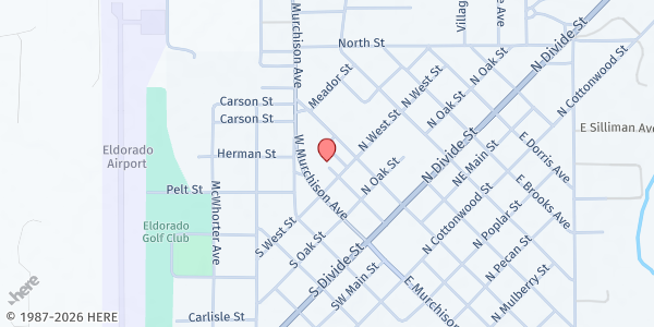 Map showing Eldorado Service Center at 400 W. Murchison Ave., Eldorado, TX