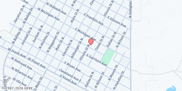 Map showing Electra First Assembly Mobile Pantry at 401 E. Harrison Ave., Electra, TX