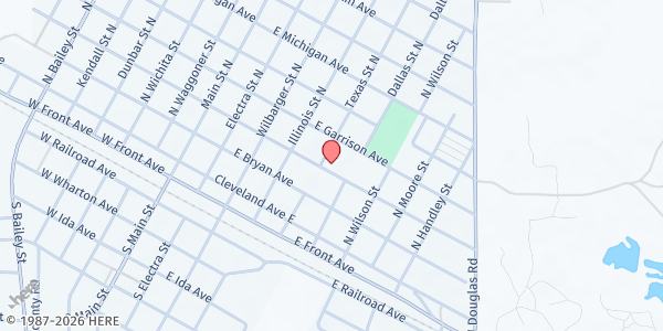 Map showing Mobile Pantry - Electra First Assembly at 501 E Roosevelt Ave, Electra, TX