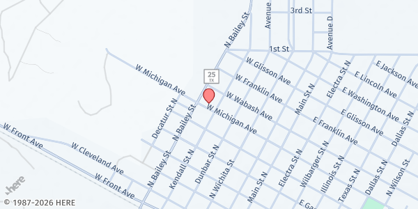 Map showing Senior Citizens Center of Electra at 503 W. Michigan Ave., Electra, TX