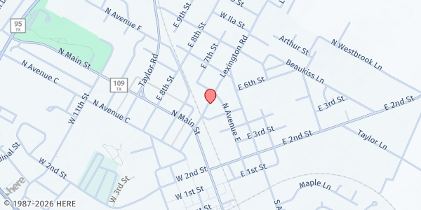 Map showing Elgin Seventh Day Adventist at 225 Lexington Road, Elgin, TX