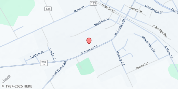 Map showing Elkhart Food Pantry at 424 W. Parker St, Elkhart, TX