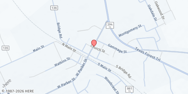 Map showing Elkhart Senior Box at 202 E. Parker St, Elkhart, TX