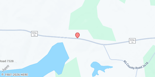 Map showing Freedom Church of God at 10830 FM 514, Emory, TX