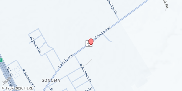 Map showing Foundation of Life Church at 2005 E. Ennis Ave., Ennis, TX