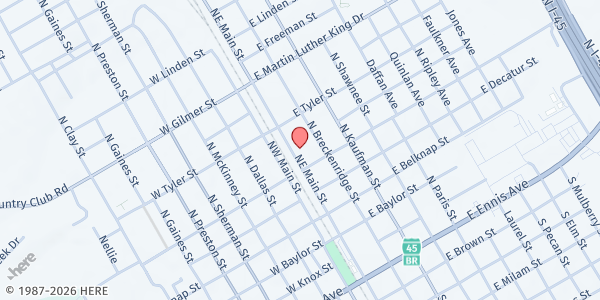 Map showing Helping Hands of Ennis at 604 NE Main St., Ennis, TX