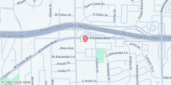 Map showing Gurudwara Sikh Sangat Mobile Pantry at 200 E. Euless Blvd., Euless, TX