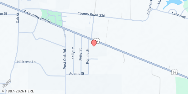 Map showing River of Life Community Food Bank at 1201 E. Commerce St., Fairfield, TX