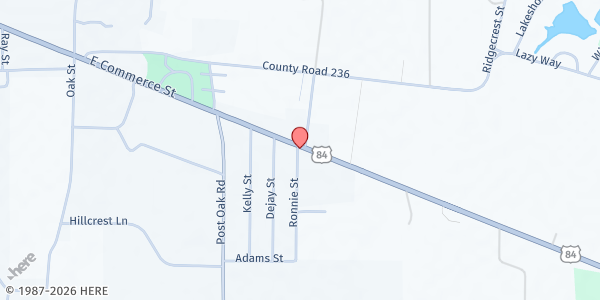 Map showing River of Life Community Food Pantry at 1201 E. Commerce, Fairfield, TX