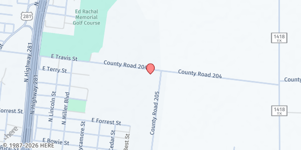 Map showing Mobile Pantry - Falfurrias at 1016 E. Travis St., Falfurrias, TX