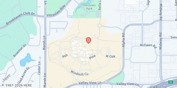 Map showing Dallas College Brookhaven Campus at 3939 Valley View Lane, Farmers Branch, TX