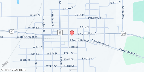 Map showing Flatonia Food Pantry at 212 E. Main St., Flatonia, TX
