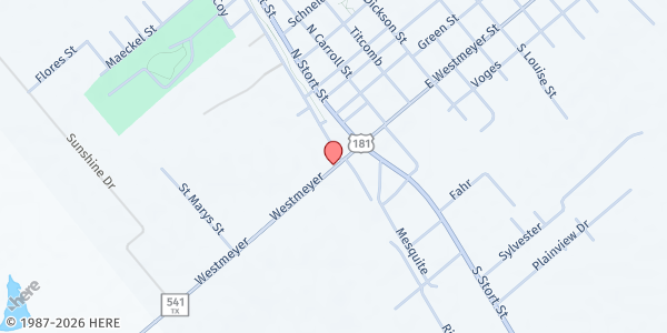 Map showing Food Pantry Poth Area at 101 Railroad St., Floresville, TX