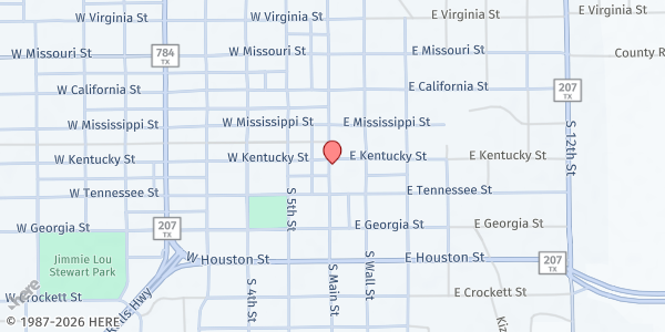 Map showing First Baptist Church at 401 S. Main St., Floydada, TX