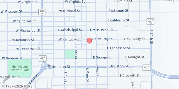 Map showing First Baptist Church Floydada at 401 S. Main St., Floydada, TX