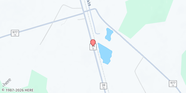 Map showing Daily Bread Food Pantry at 7344 FM 39 S, Flynn, TX