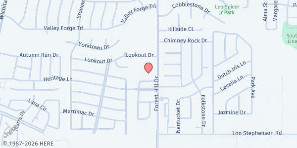 Map showing Greater Sweethome Church at 7312 Forest Hill Dr., Forest Hill, TX