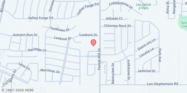 Map showing Greater Sweethome Missionary Baptist Church at 7312 Forest Hill Dr., Forest Hill, TX