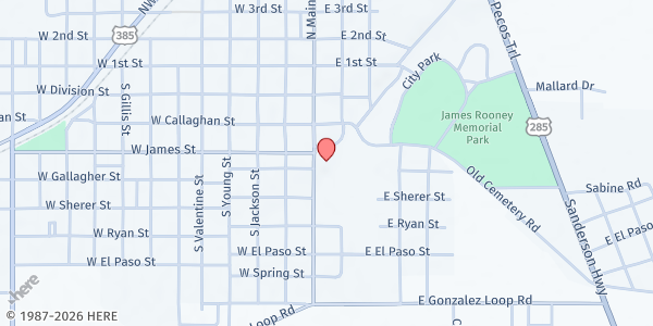 Map showing St. Joseph Church - Our Lady of Guadalupe Parish at 403 S. Main St., Fort Stockton, TX