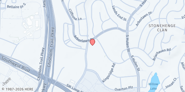 Map showing Arborlawn UMC at 5001 Briarhaven Rd., Fort Worth, TX