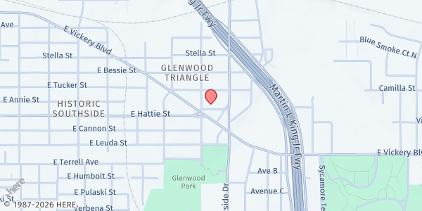 Map showing Beautiful Feet Ministries - Main Location at 1709 E. Hattie St., Fort Worth, TX