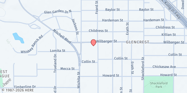 Map showing Beth Eden Baptist Church at 3208 Wilbarger St., Fort Worth, TX
